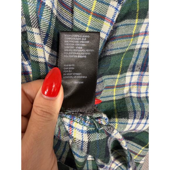 Urban Outfitters Green Oversized Plaid Flannel Shirt S - Picture 6 of 8